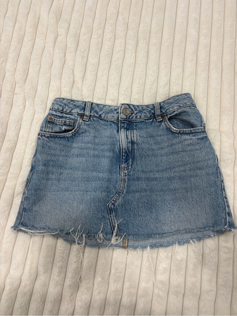 Garage Light Blue Distressed Denim Mini Skirt